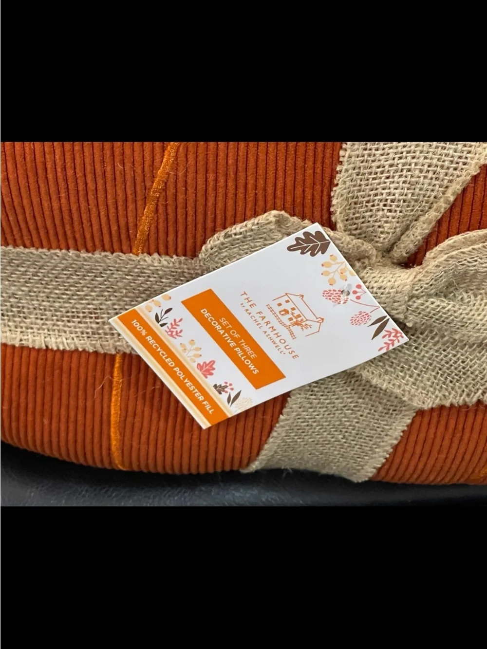 THE FARMHOUSE BY RACHEL ASHWELL Sherpa Pumpkin Pillow Set 3pk